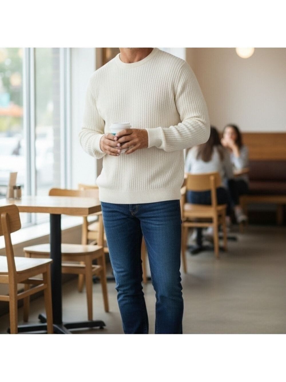 Forever 21 Men's Cream Knit Sweater